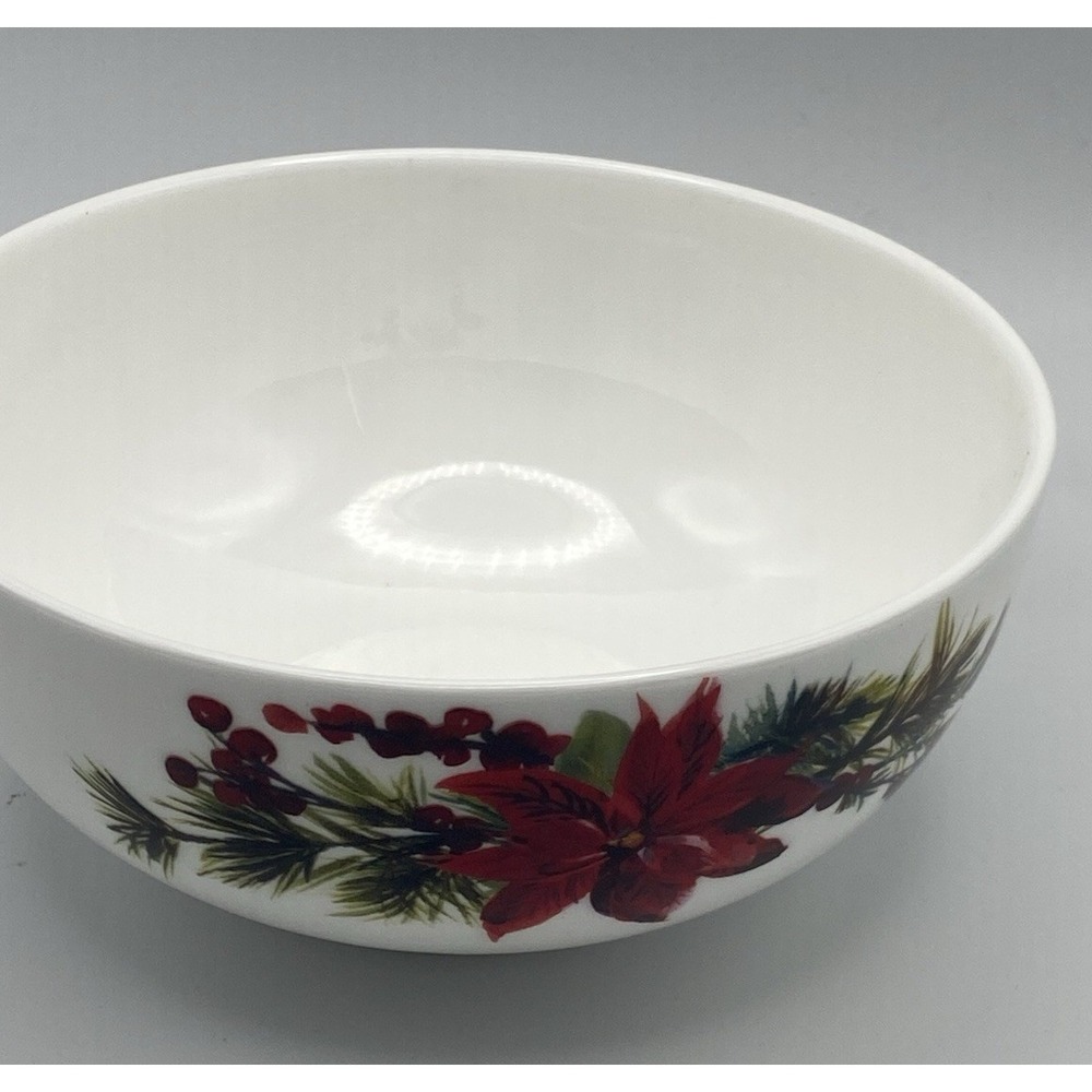 Mikasa Hope Joy Soup Cereal Serving Bowl Poinsettia Christmas Bone China Mikasa - Picture 2 of 4